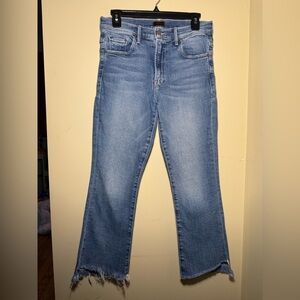 MOTHER Insider Crop Step Fray Light-Wash Jeans | Size 27 | Denim Cotton Cropped